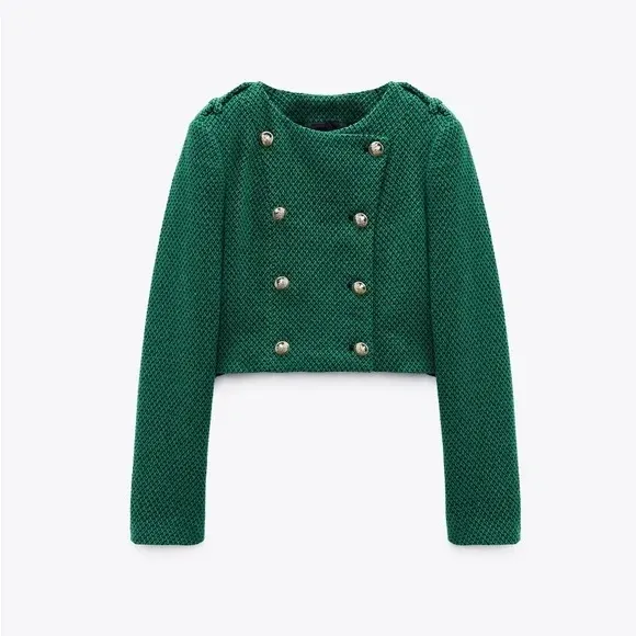Zara Green Textured Weave Jacket Blogger Fav 2674/713 - Image 6