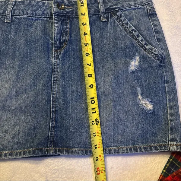 APT 9 Kohls Distressed Blue Jean Mini Skirt Denim Raw Edges Size 16 - Image 11