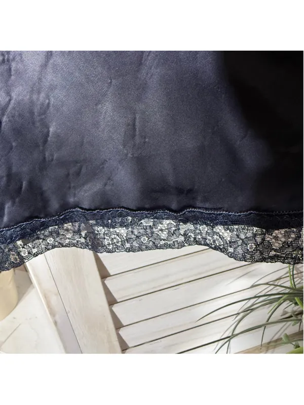 Vintage black slip skirt sheer lace hemline whimsigoth mod pinup Alt boho sz M - Image 3