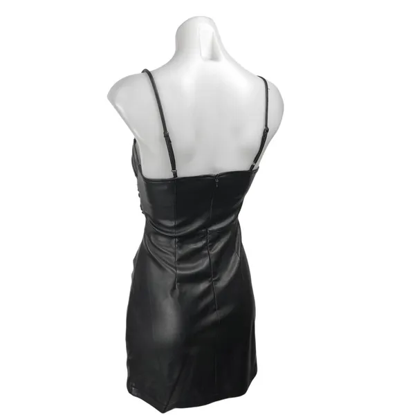 ASTR The Label Black Faux Leather Vegan Cutout Sleeveless Cami Bodycon Dress XS - Image 3