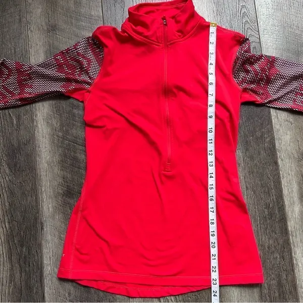 Nike Pro Dri-Fit Long Sleeve 1/2 Zip Pullover Running Top Red Pattern Size Small - Image 5