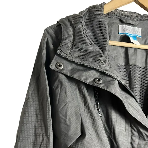 Columbia Pardon My Trench Gray Belted Hooded Windbreaker Rain Jacket Size S - Image 3