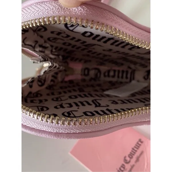 NWT Juicy Couture Kingdom Heart Zip Wristlet Pink Velour Rhinestone Crown Wallet - Image 8