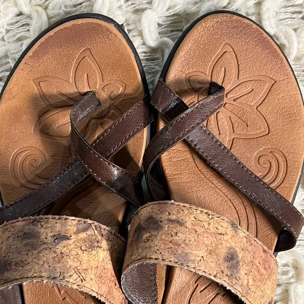 boc Brown Tan Concept Sandal with Wide Multi-colored Cork Band Comfort Sole - Image 9