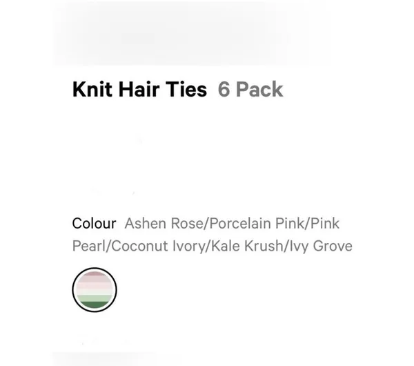 Lululemon Knit Hair Ties 6 Pack Ashen Rose/Porcelain Pink/Pink Pearl/Coconut - Image 3