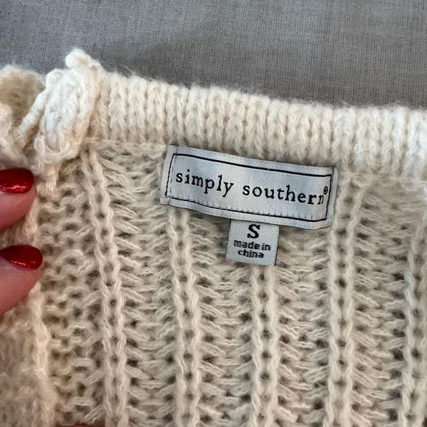 🔥🔥 5/$25 sale 🔥🔥 Simply Southern Cream Cable Knit Cardigan Size Small - Image 7