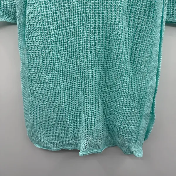 Eileen Fisher Organic Linen Light Blue Open Knit Slub Tunic Sweater Top‎ Sz S - Image 5