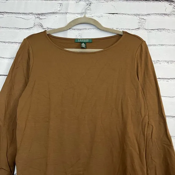 Vintage Lauren Ralph Lauren Brown Longsleeve Top Women’s M Preppy Minimalist Y2K - Image 6