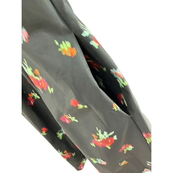 Hill House The Rosalind Dress Black Ikat Floral Taffeta Pintuck Pleated‎ Small - Image 5