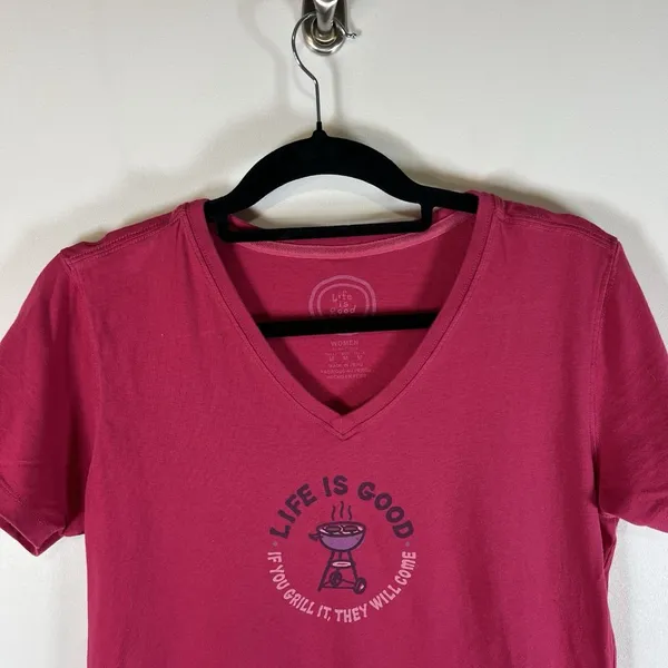 LIFE IS GOOD “If you Grill it,They´ll Come" Pink‎ T-Shirt Womens Medium Outdoor - Image 2