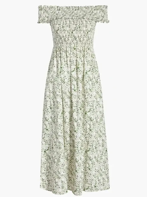 NWT Hill House Marguerite Nap in Sand Basketweave Vine Smocked Midi Dress L - Image 2