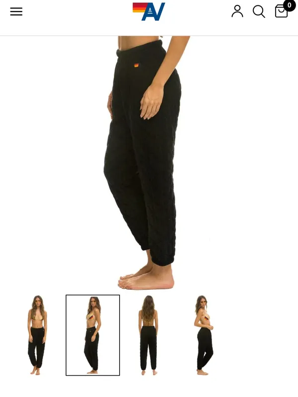 Aviator Nation Quilted Black Sweatpants - Image 2
