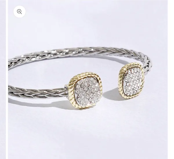 Square Edge Designed Braided Bangle Bracelet Silver - Image 4