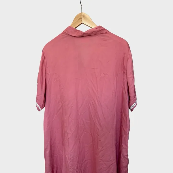 National Button Front Shirt House Dress Women's 2X Pink Short Sleeve Loungewear - Image 2
