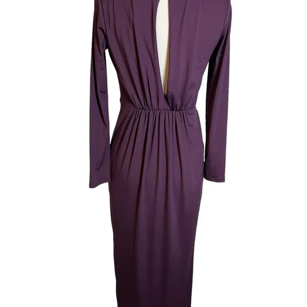 NWT ASOS plunge cut out slinky‎ maxi dress purple Sz 4 petite - Image 7