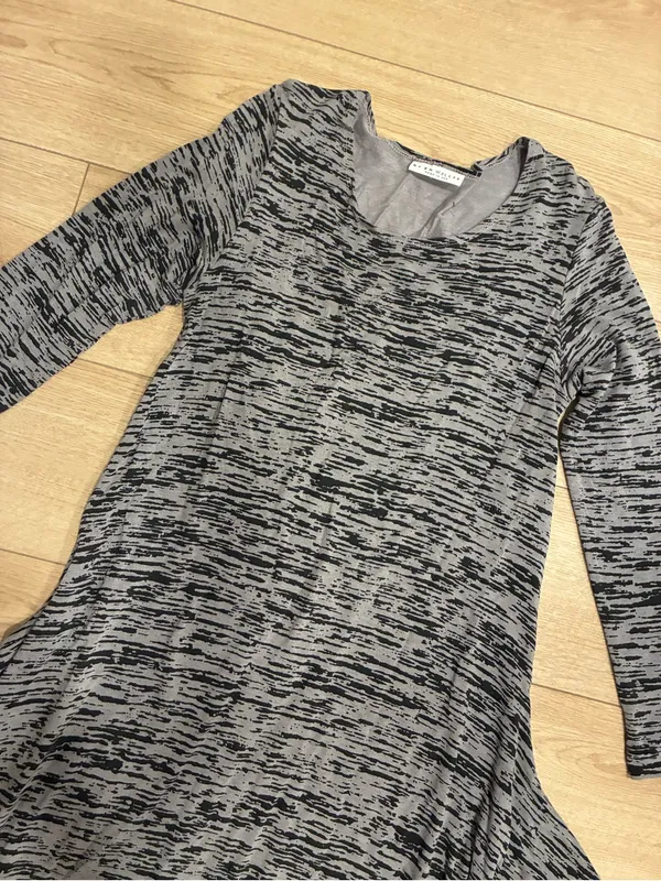 Bryn Walker Women’s Black Gray Long Sleeve Midi Dress Rayon Size S - Image 4