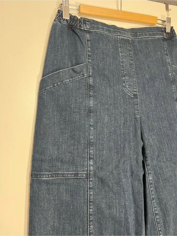 Lisa bayne blue wide leg Denim Utility Pant size M - Image 3