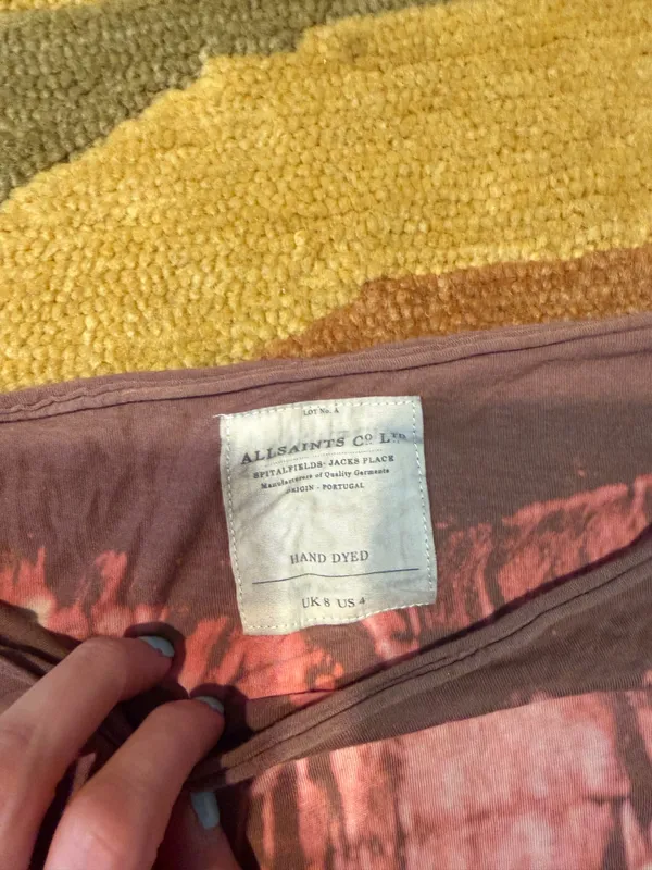 AllSaints Anaconda Flowy Tie Dye Tee Shirt Loose Oversized Pink Brown Size US 4 - Image 2