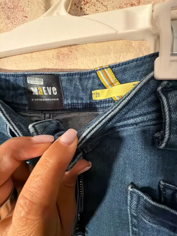 Maeve by Anthropologie Dark Wash Denim Cargo Jeans Size 29 - Image 4