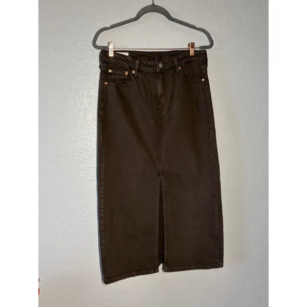 GAP Brown Midi Denim Skirt Sz 28/6 Boho Preppy - Image 2