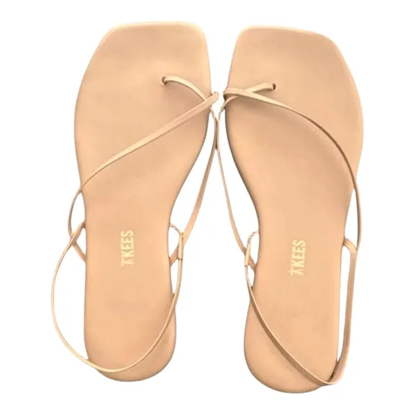 Square Toe Millie Leather Sandals in Nude Beach, Size 8 - Image 5