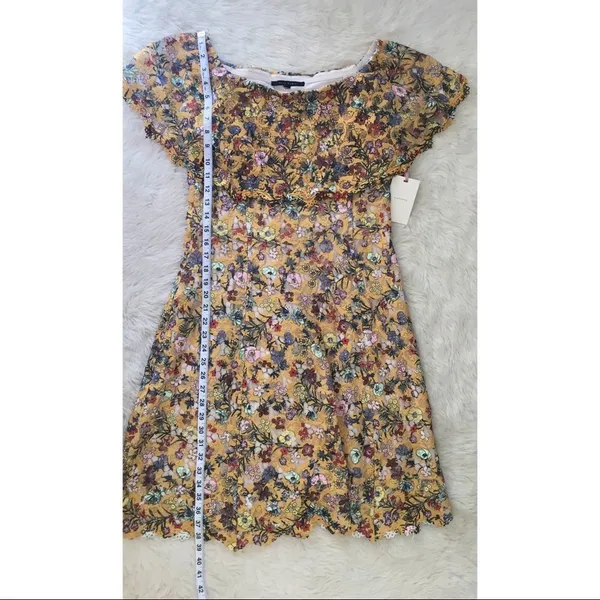 ALEX MARIE Off The Shoulder Yellow Lace Midi Dress Size 6 Wedding Guest Cottage‎ - Image 15