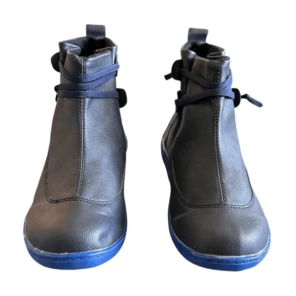 Verugu Women Dark Grey Western Cowboy‎ Low Heel Bootie Ankle Boots Rustic Chic - Image 3