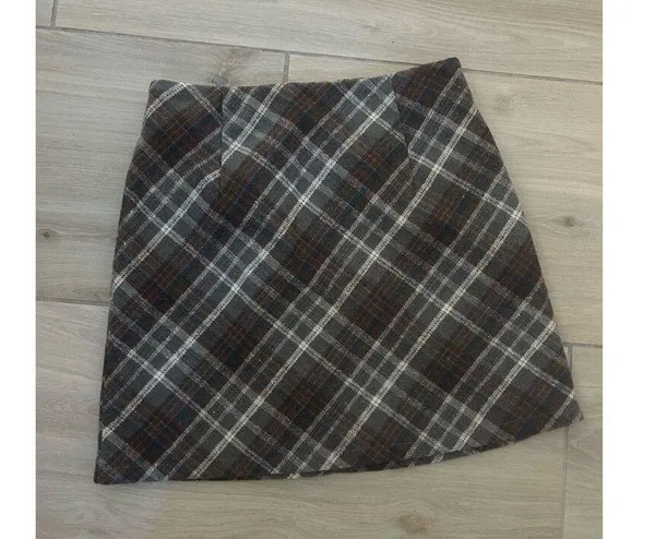 NEW High Waist Plaid Skirts Wool Look Mini Skirt S - Image 2