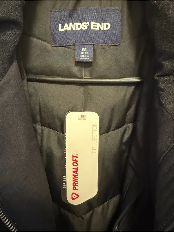 Lands' End Hooded Long Puffer Coat Black Size Medium - Image 4