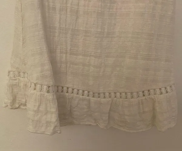 Hazel & Olive White Ruffle Trim High Neckline Short Dress Women’s Sz Small - Image 5