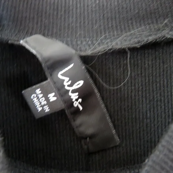 Lulu's Try To Keep Up Black Balloon Mesh Sleeve Mock Neck Top Medium - Image 6