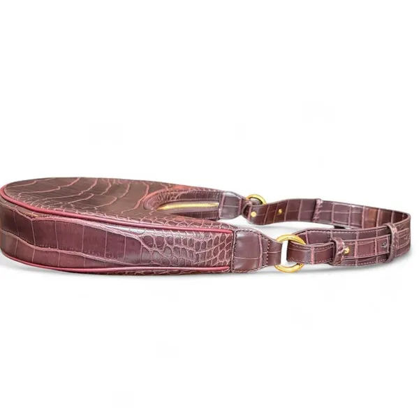 JW PEI Carly Saddle Bag Brown Croc Vegan Leather Shoulder Bag Gold Hardware - Image 7