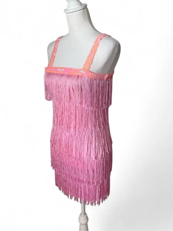 Pink Fringe Flapper Dress - Image 2