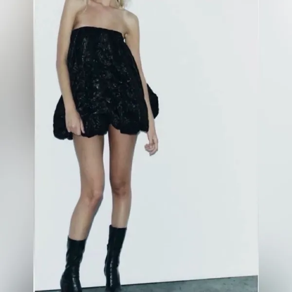 Zara black organza balloon special edition‎ mini dress - Image 2