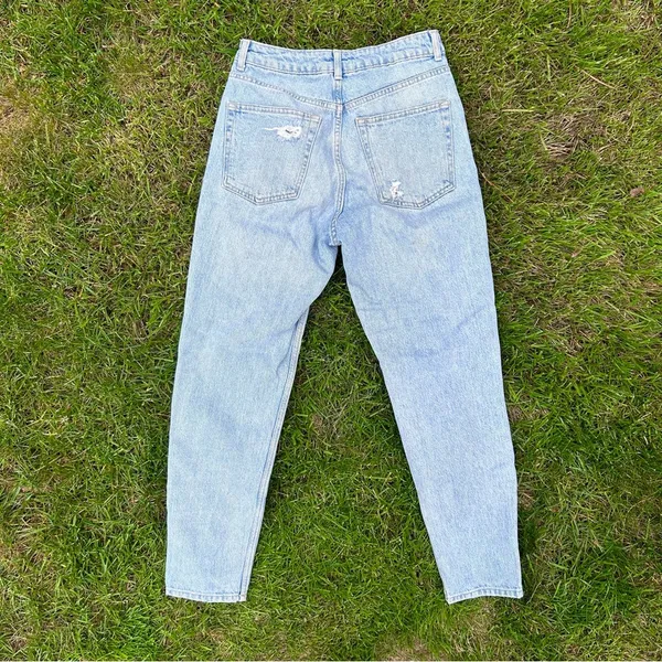 Topshop Light Wash Distressed Mom Jeans - Image 3