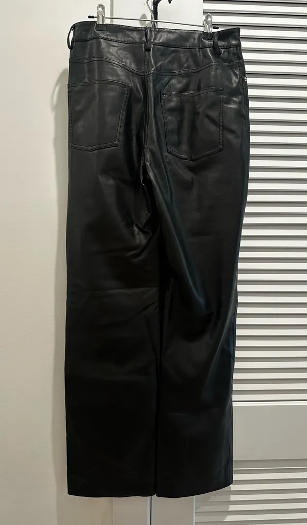ZARA Leather Wide-Leg Pants - Image 4