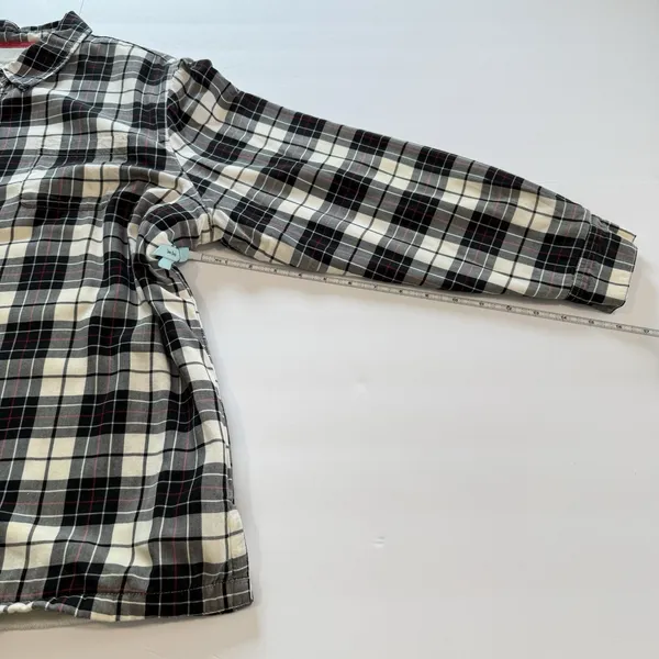 LL Bean Black/White Plaid Sherpa Fleece Lined Flannel Shirt Jacket Shacket LARGE - Image 8