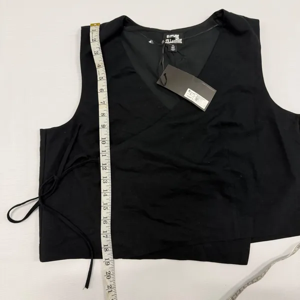 Future Collective Jenee Naylor Black Wrap Vest Top XL NWT Sleeveless V-Neck Tie - Image 4