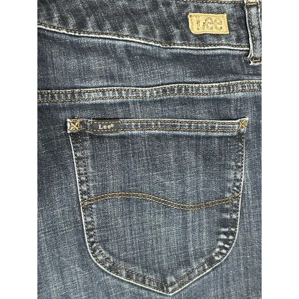Lee Jeans Womens 20W Medium Relaxed Fit Straight Leg Mid Rise Dark Wash Denim - Image 13