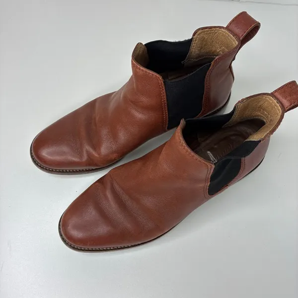 Madewell Brown Ainsley Chelsea Ankle Booties Leather Upper Pull-On Womens 7 - Image 4