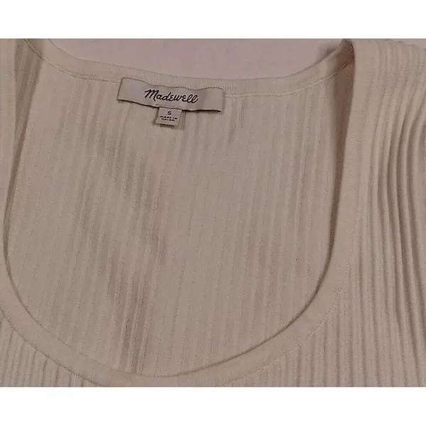Madewell Striped Embroidered Crop Top Cream Color Small‎ Classic Streetwear... - Image 5