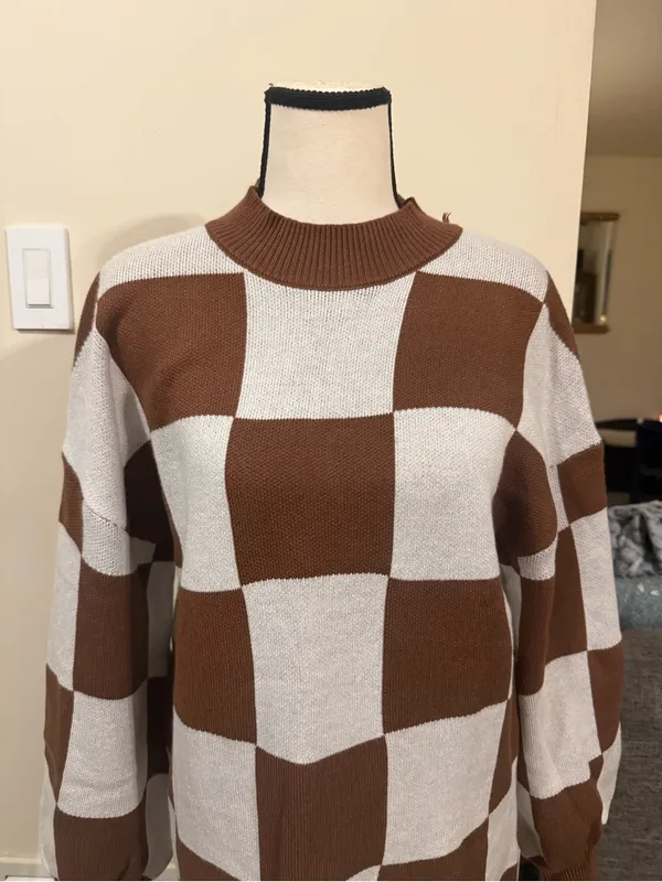 Zesica | Checker Knit Long Sleeve Dress size M - Image 7