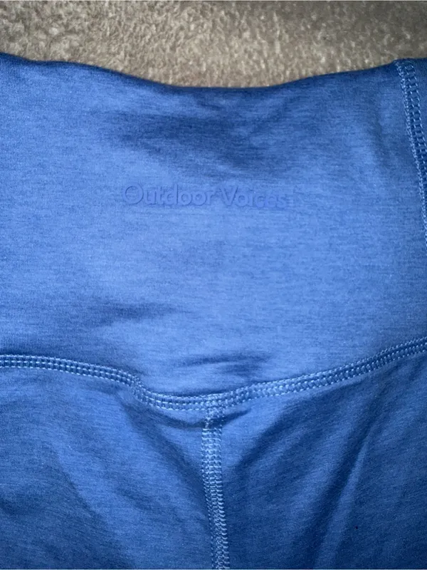 Outdoor Voices High Rise Bike Shorts Blue Hidden Pocket Size Small - Image 3