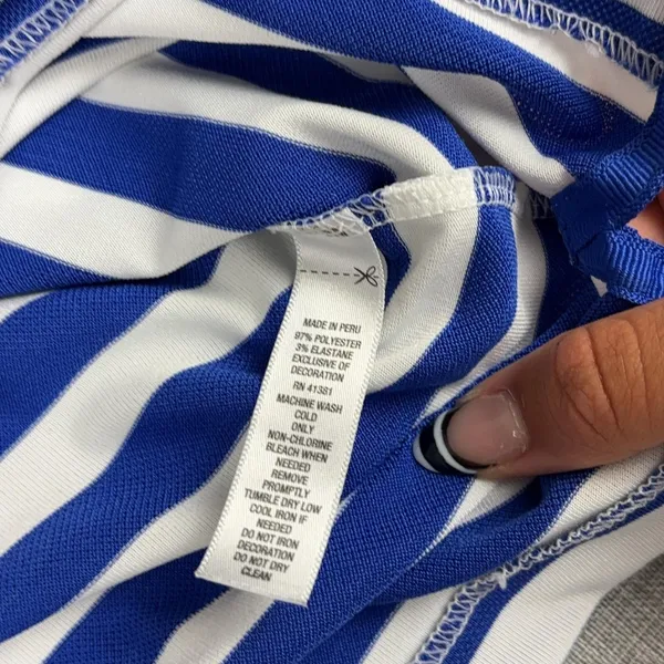 RLX Ralph Lauren Polo Womens S Blue Striped Short‎ Sleeve Collared Snap - Image 3