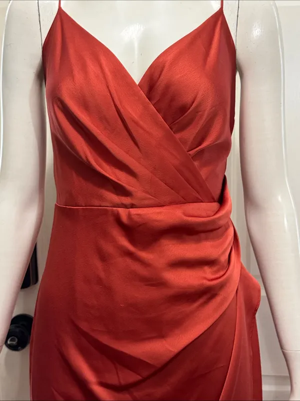 Jay Godfrey Prime Asymmetric Spaghetti Strap Satin Wrap Dress | Size 4 - Image 5