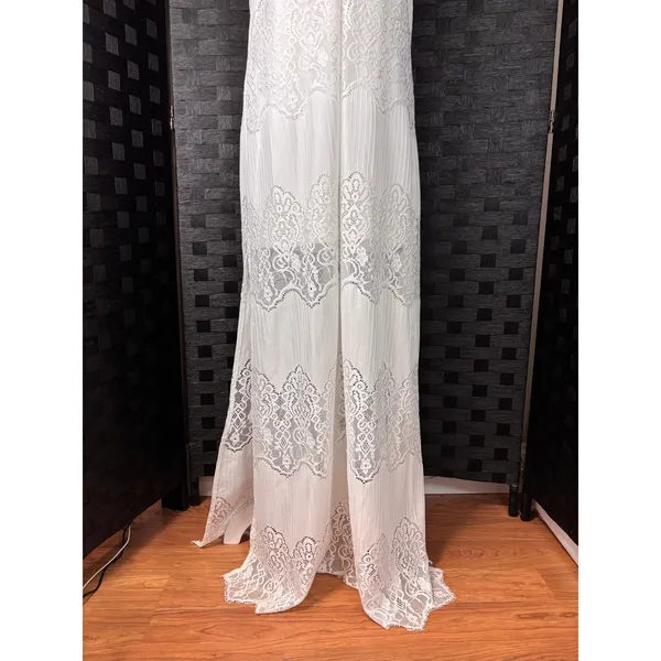 Lace Maxi Shift Dress Womens M White Boho‎ Bridal Wedding Beach Party Ethereal - Image 5