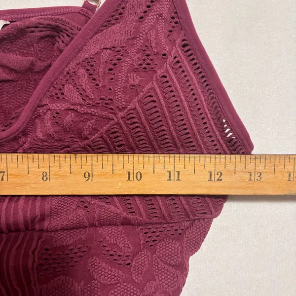 Seamless Lace Crop Cami Top‎ Women M/L Burgundy Boho Festival Romantic Fairy Y2K - Image 7