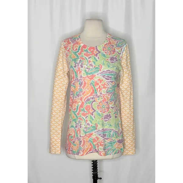Sundance WHIMSY ROSE Floral Mixed Print Thermal Top Shirt Small Made in USA - Image 2