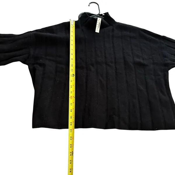 Madewell Small Black Wide Rib Knit Relaxed Mockneck Cashmere Wool Sweater - Image 9