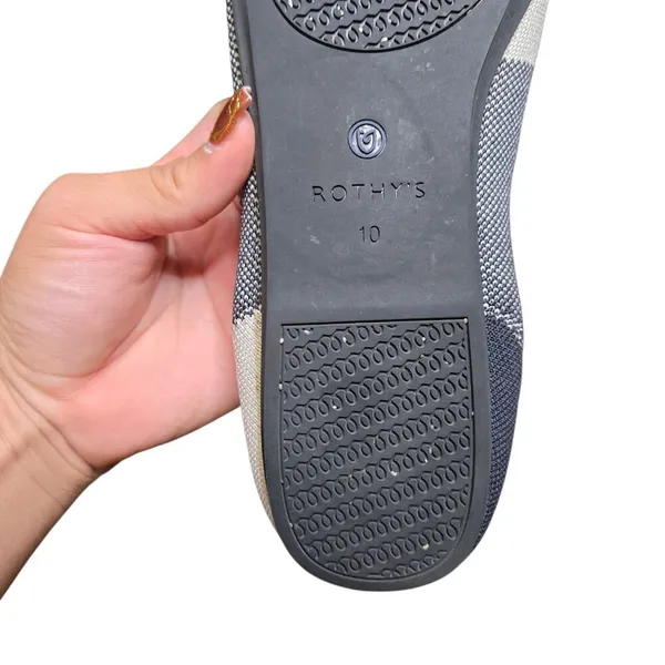 Rothy’s The Flat Captoe‎ Plaid Ballet Flats Shoes Black White Size: 10 - Image 3